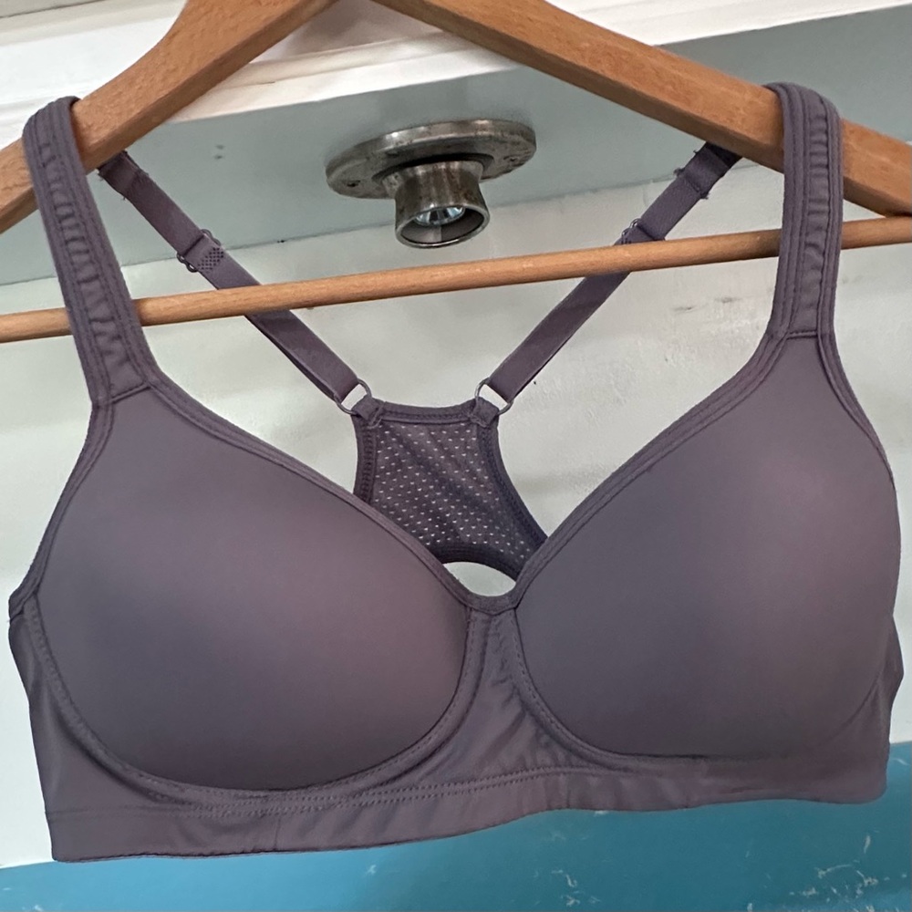Joe‎ Fresh Racerback Bra Size M Gray Wireless Adj Hooks Soft Activewear Athletic